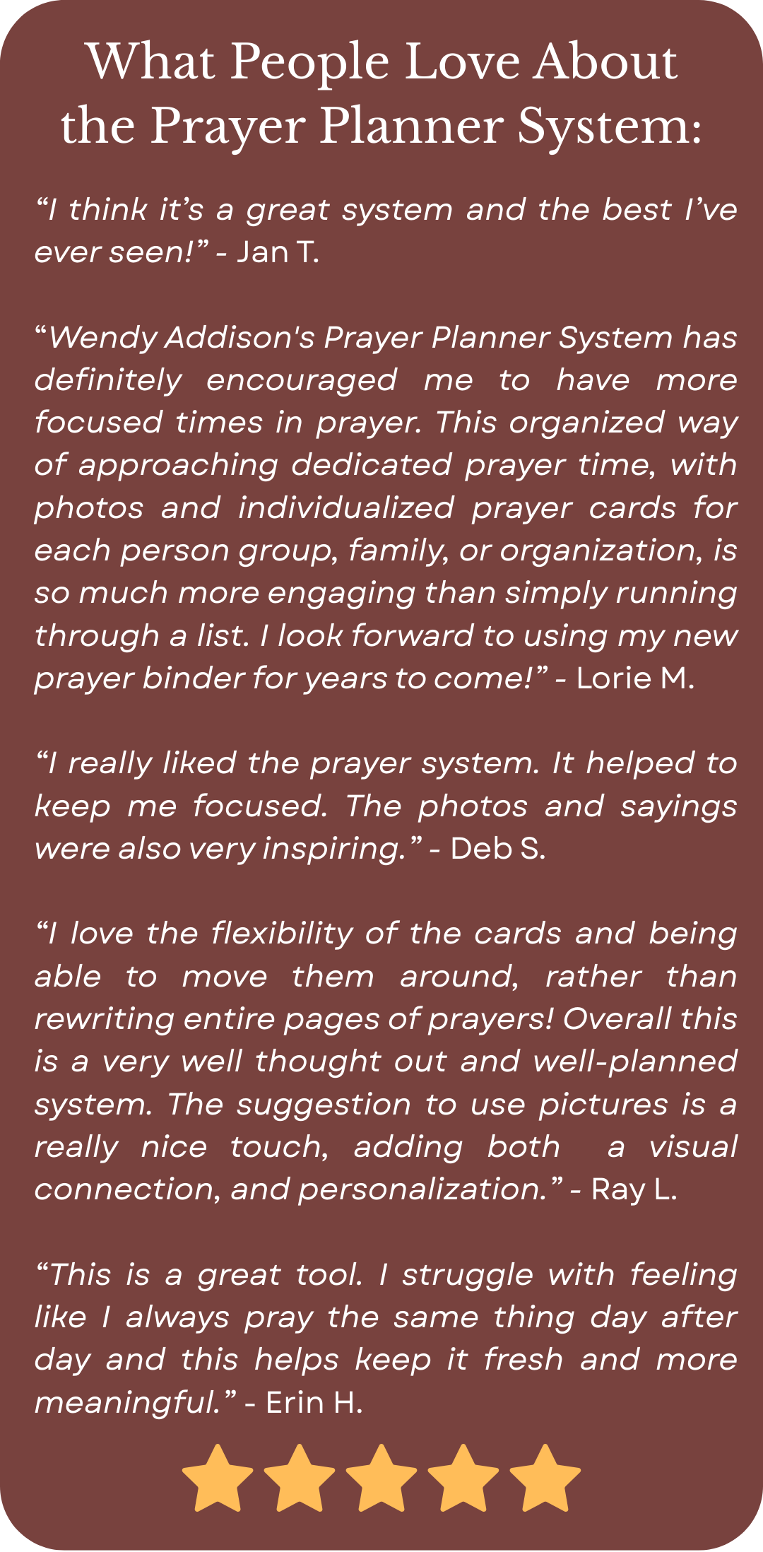 What People Love About the Prayer Planner System